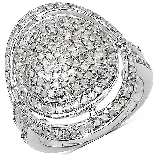 1.13 Carat Genuine White Diamond Sterling Silver Engagement Ring