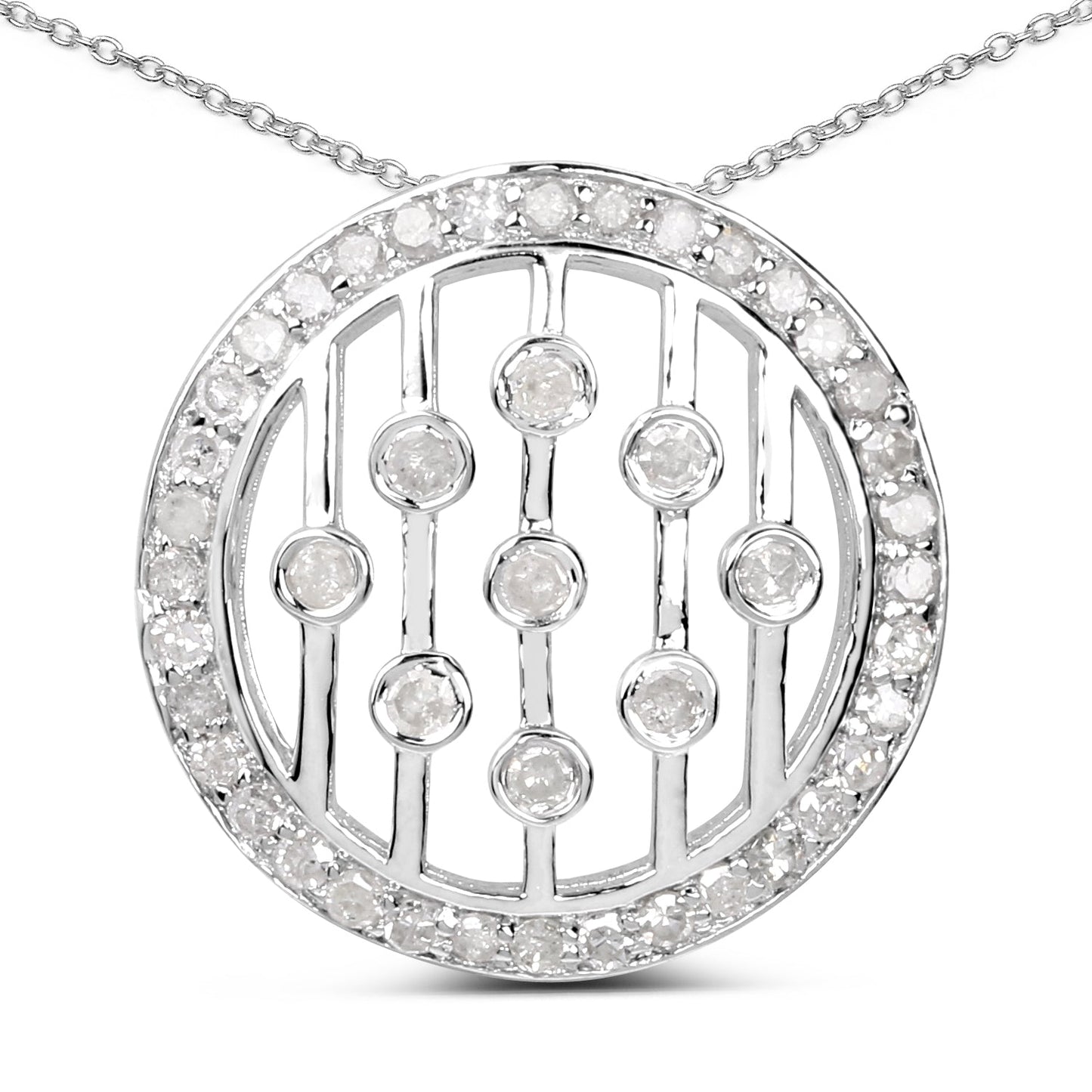 Pendentif en diamant blanc véritable de 0,53 carat en argent sterling .925
