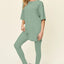Double Take Full Size Round Neck T-Shirt and Leggings Set