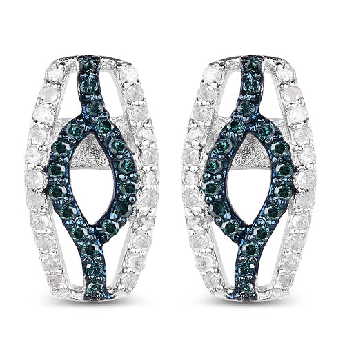 0.42 Carat Genuine Blue Diamond & White Diamond Earrings