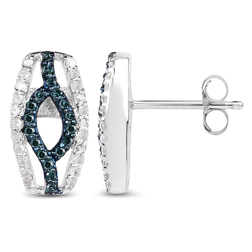 0.42 Carat Genuine Blue Diamond & White Diamond Earrings