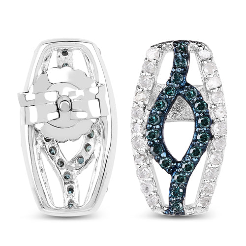 0.42 Carat Genuine Blue Diamond & White Diamond Earrings