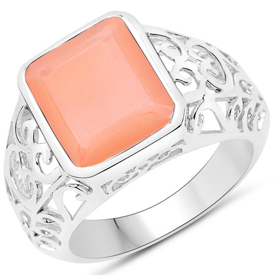 5.75 Carat Peach Moonstone Sterling Silver Engagement Ring