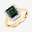 3.02 Carat Green Tourmaline & White Diamond 14K Yellow Gold Ring