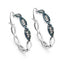 Elegant Blue & White Diamond .925 Sterling Silver Hoop Earrings