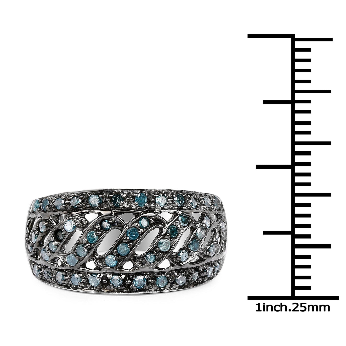 0.60 Carat Genuine Blue Diamond Sterling Silver Ring
