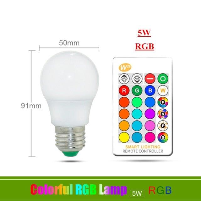Bombilla LED RGB E27 con Control Remoto - Luz Cambiante de Color