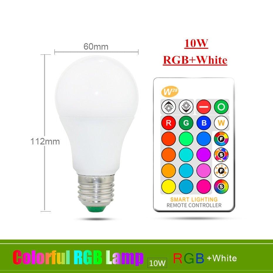 Bombilla LED RGB E27 con Control Remoto - Luz Cambiante de Color