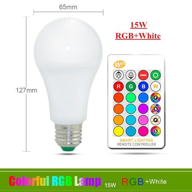 Bombilla LED RGB E27 con Control Remoto - Luz Cambiante de Color