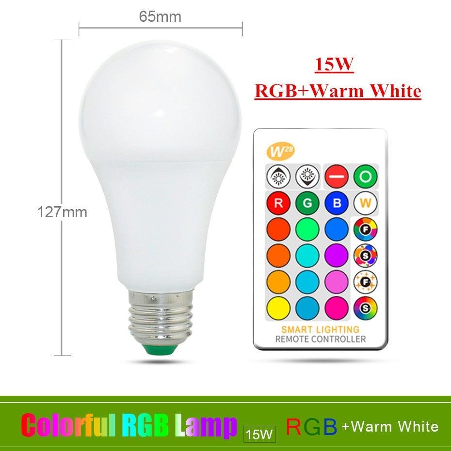Bombilla LED RGB E27 con Control Remoto - Luz Cambiante de Color