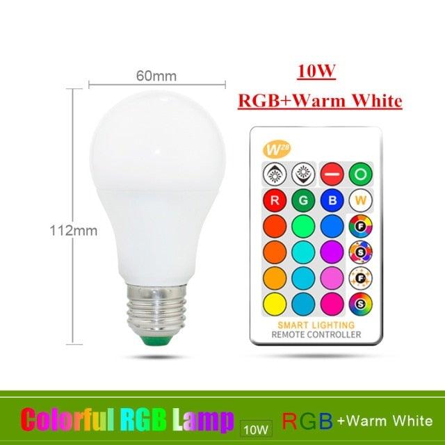 Bombilla LED RGB E27 con Control Remoto - Luz Cambiante de Color