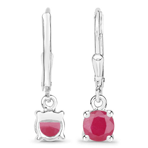 Pendientes de Rubí Genuino de 1.20 Quilates en Plata Esterlina .925