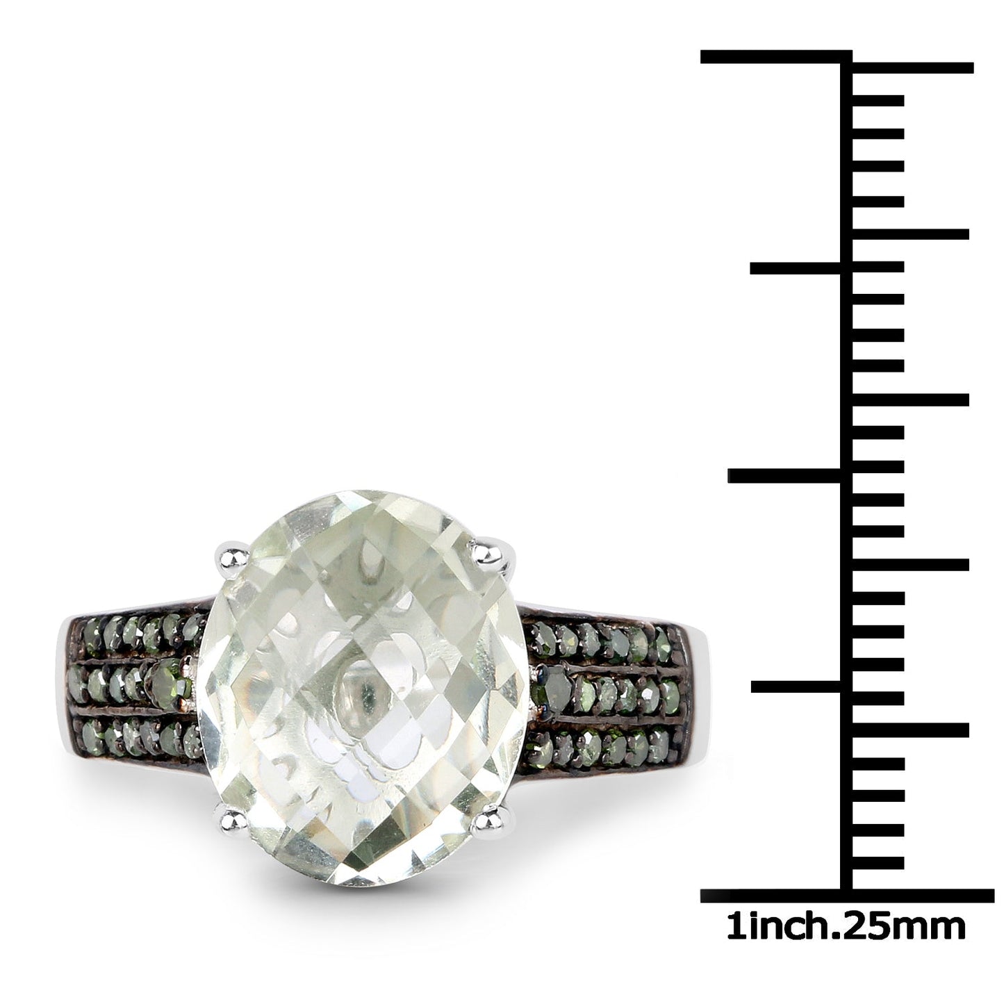 Bague en Argent Sterling avec Améthyste Verte de 4,41 Carats et Diamants
