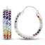 8.79 Carat Genuine Multi-Stone .925 Sterling Silver Hoop Earrings