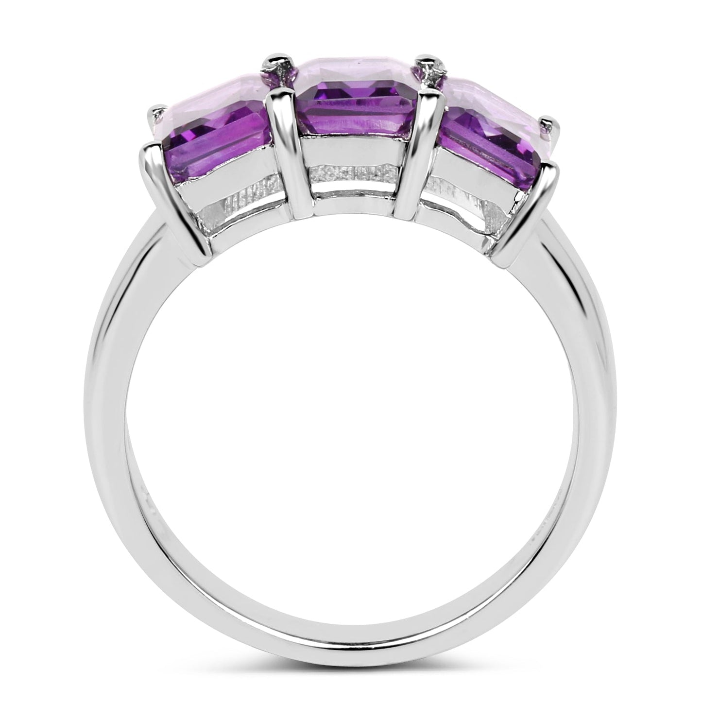 2.85 Carat Genuine Amethyst Sterling Silver Engagement Ring