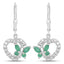 0.44 Carat Emerald and White Sapphire Sterling Silver Earrings