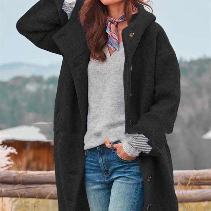 Women's Thickened Tweed Medium-Length Trench Coat