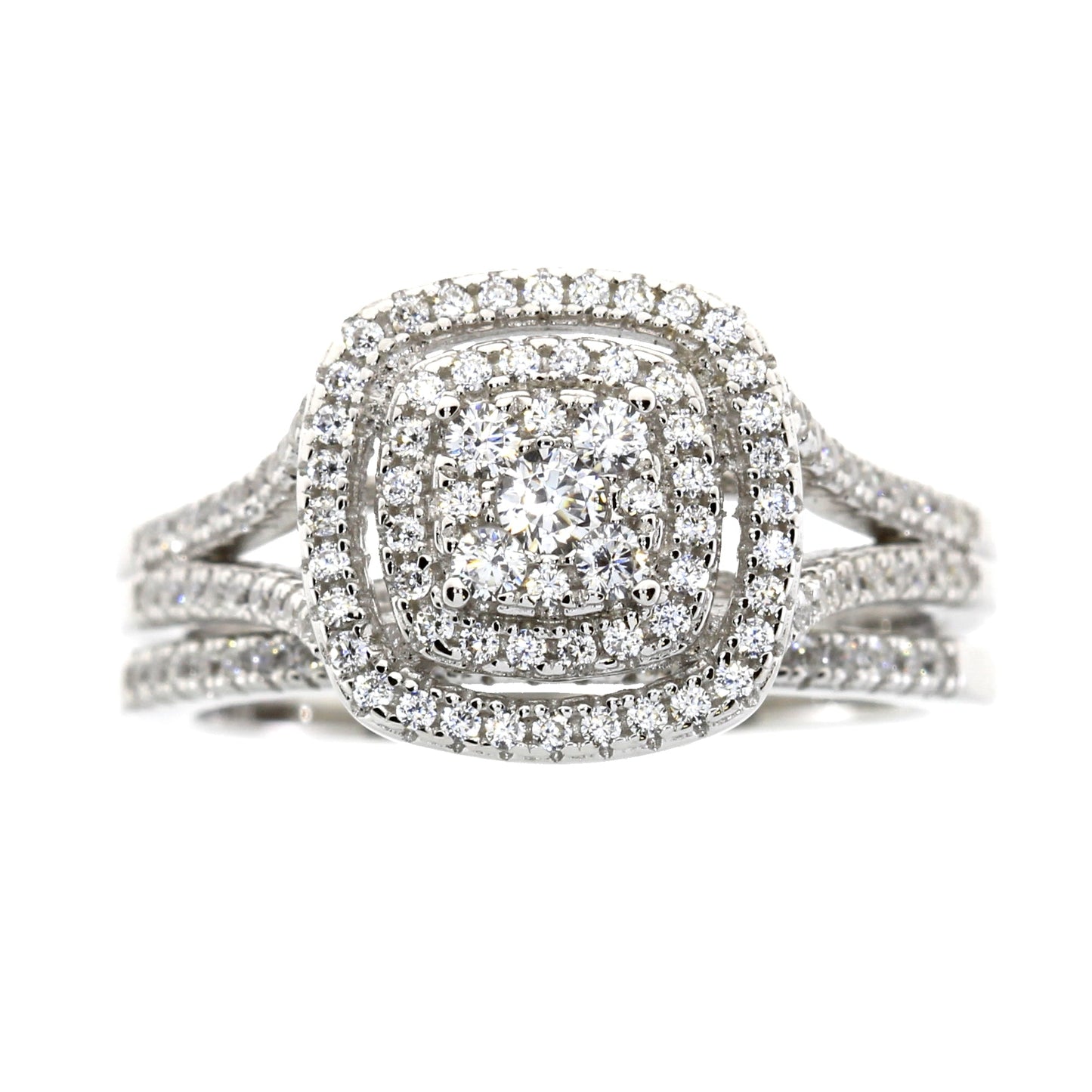 Genuine Cubic Zirconium CZ Sterling Silver Engagement Ring