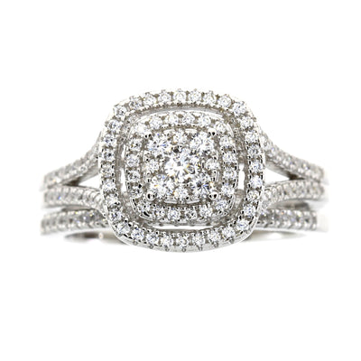 Bague de fiançailles en argent sterling avec zircon cubique véritable