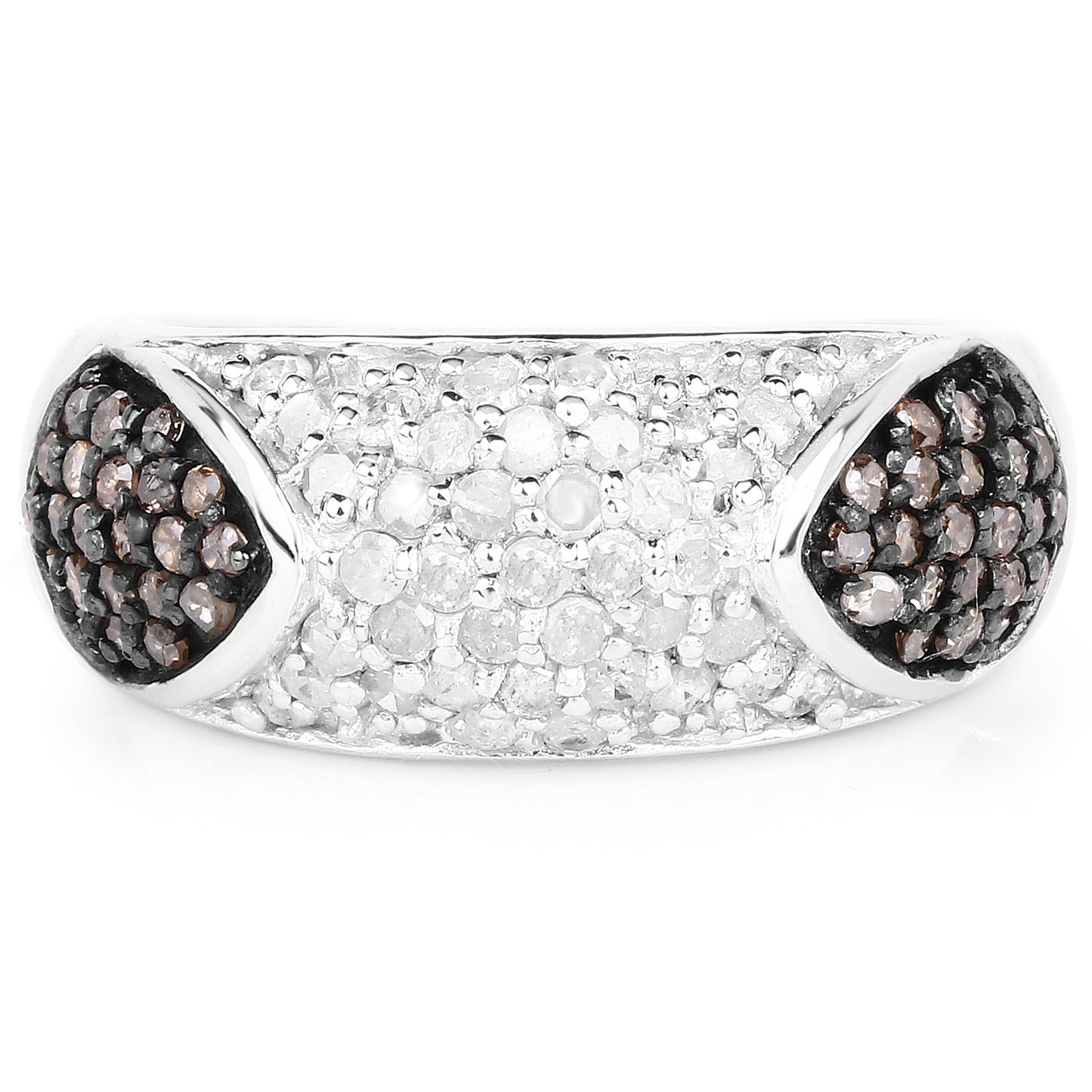 Bague en argent sterling avec diamants champagne et blancs de 0,94 carat