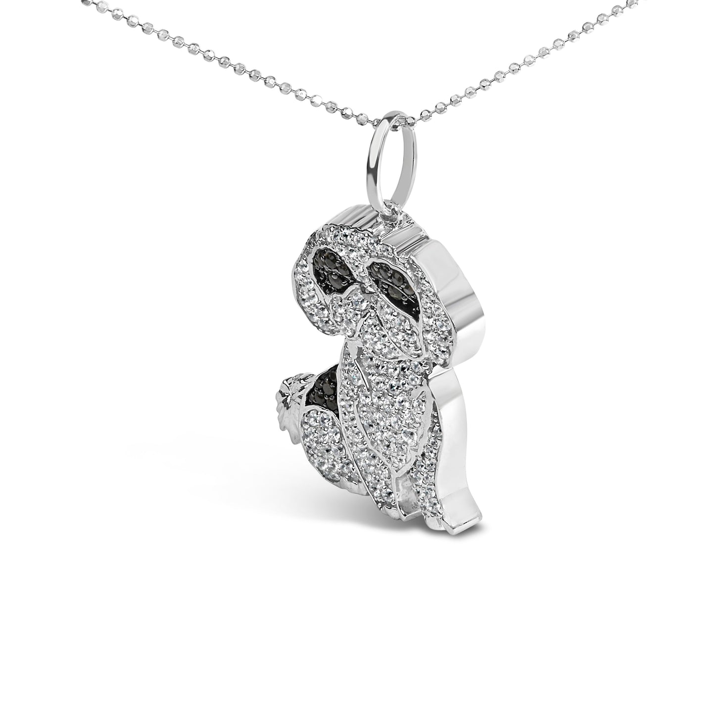 Collar de Péndulo de Shih Tzu de Diamante de Plata Esterlina .925