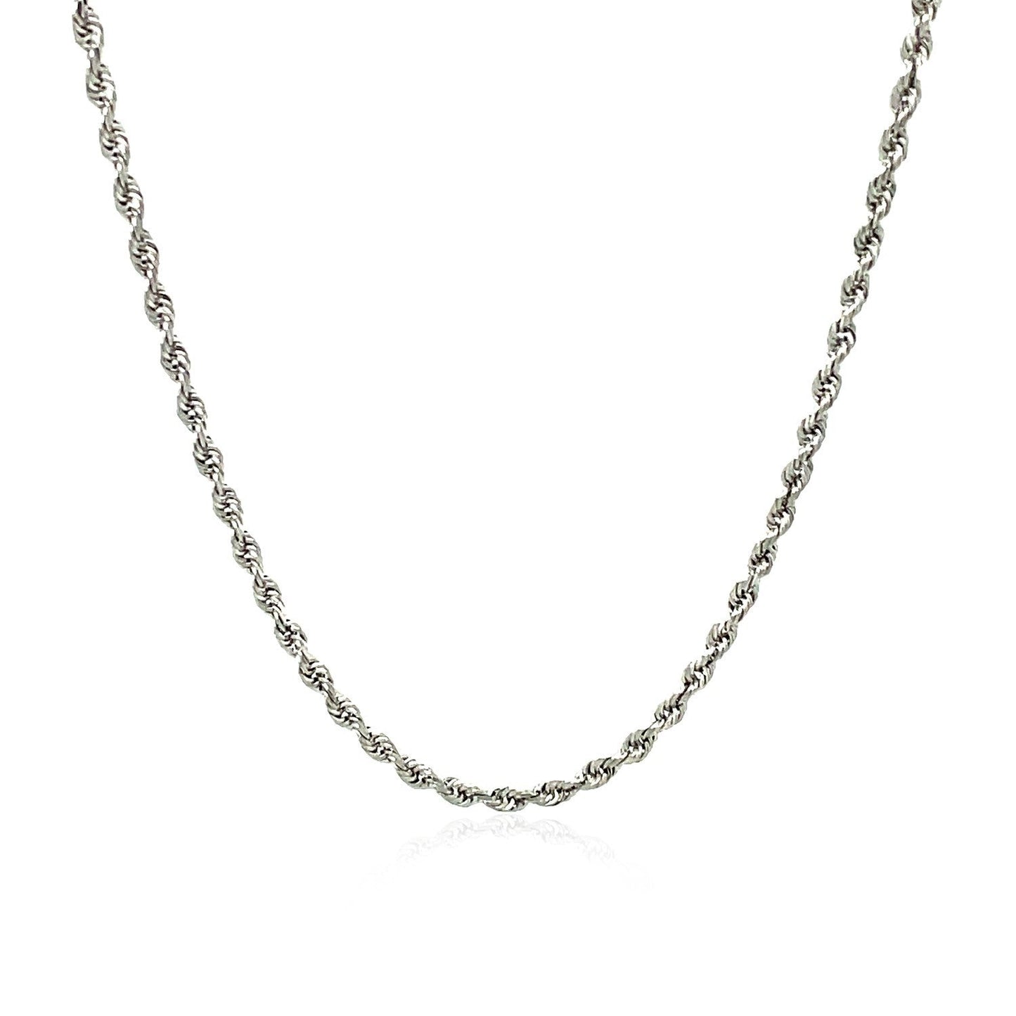 Cadena de Cuerda Cortada de Diamante de Oro Blanco de 14k de 2.25 mm