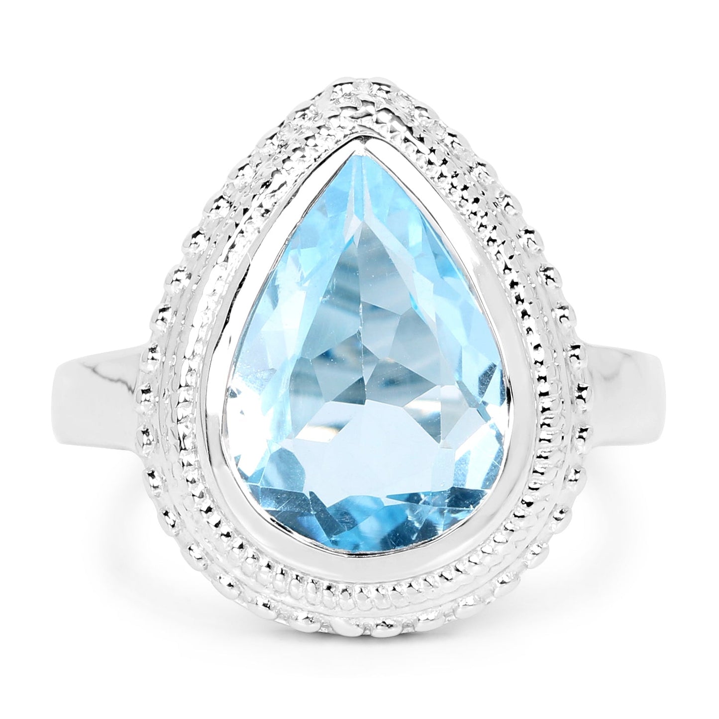 5.30 Carat Genuine Blue Topaz Sterling Silver Engagement Ring