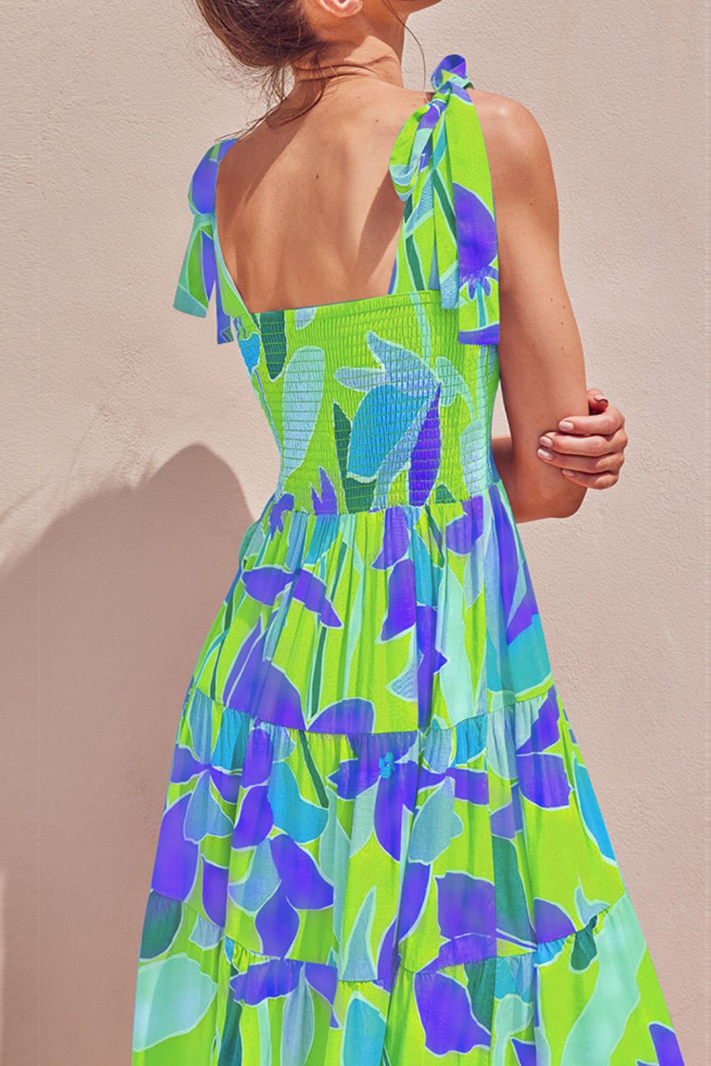 Charming Floral Tie-Shoulder Midi Dress for Summer Escapes - Korvel