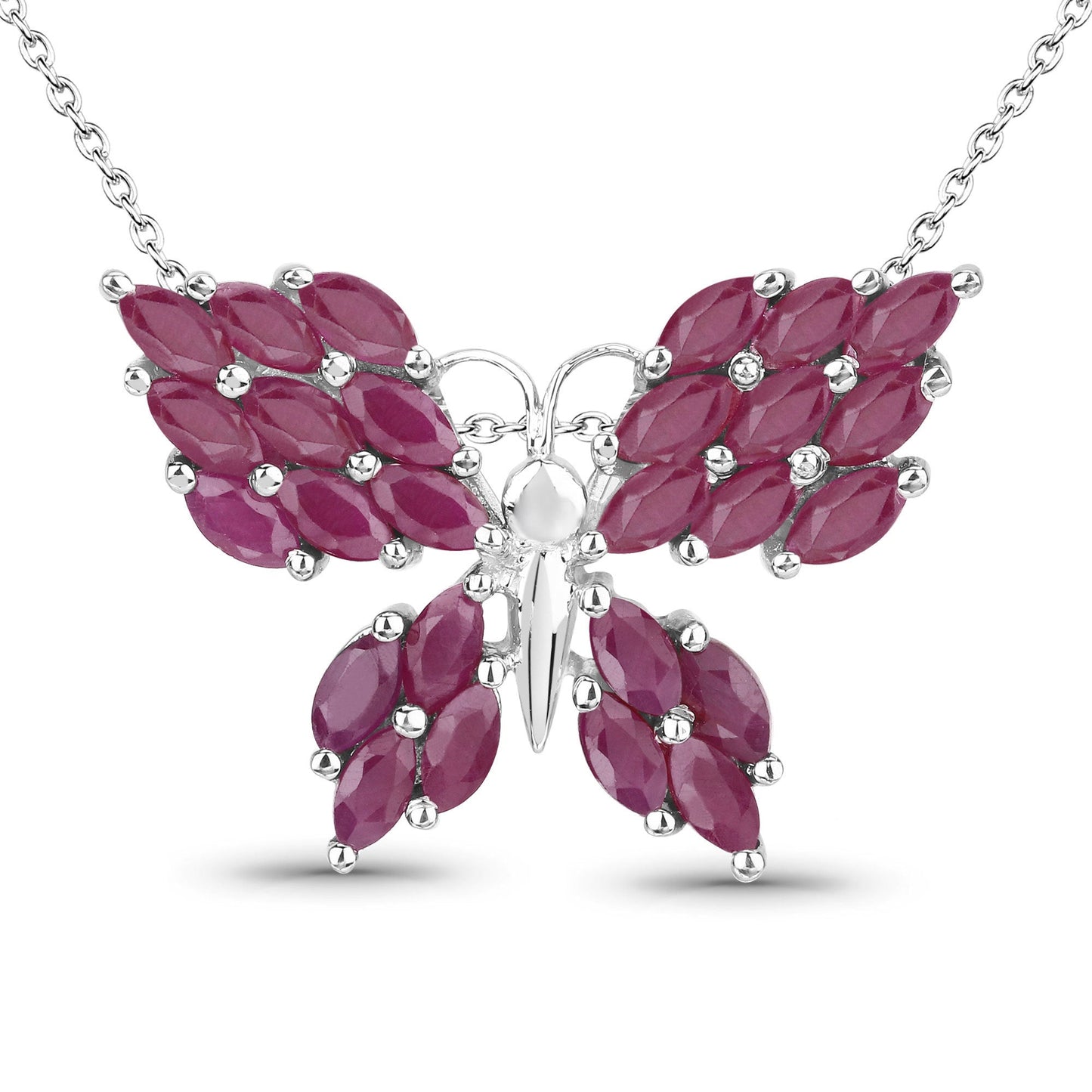 3.12 Carat Genuine Ruby Butterfly Pendant in Sterling Silver
