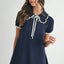 Ruffle Trimmed Collar Fine Knit Mini Dress for Women