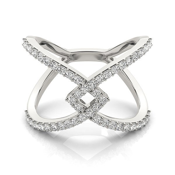 14k White Gold Entwined Design Diamond Engagement Ring