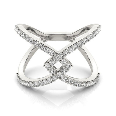 14k White Gold Entwined Design Diamond Engagement Ring