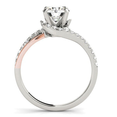 14k White and Rose Gold Bypass Shank Diamond Engagement Ring