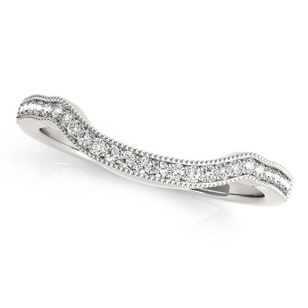 Bague de mariage en diamant pavé courbé en or blanc 14k