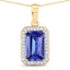 Pendentif en Tanzanite et Diamant de 2,15 Carats en Or 14K