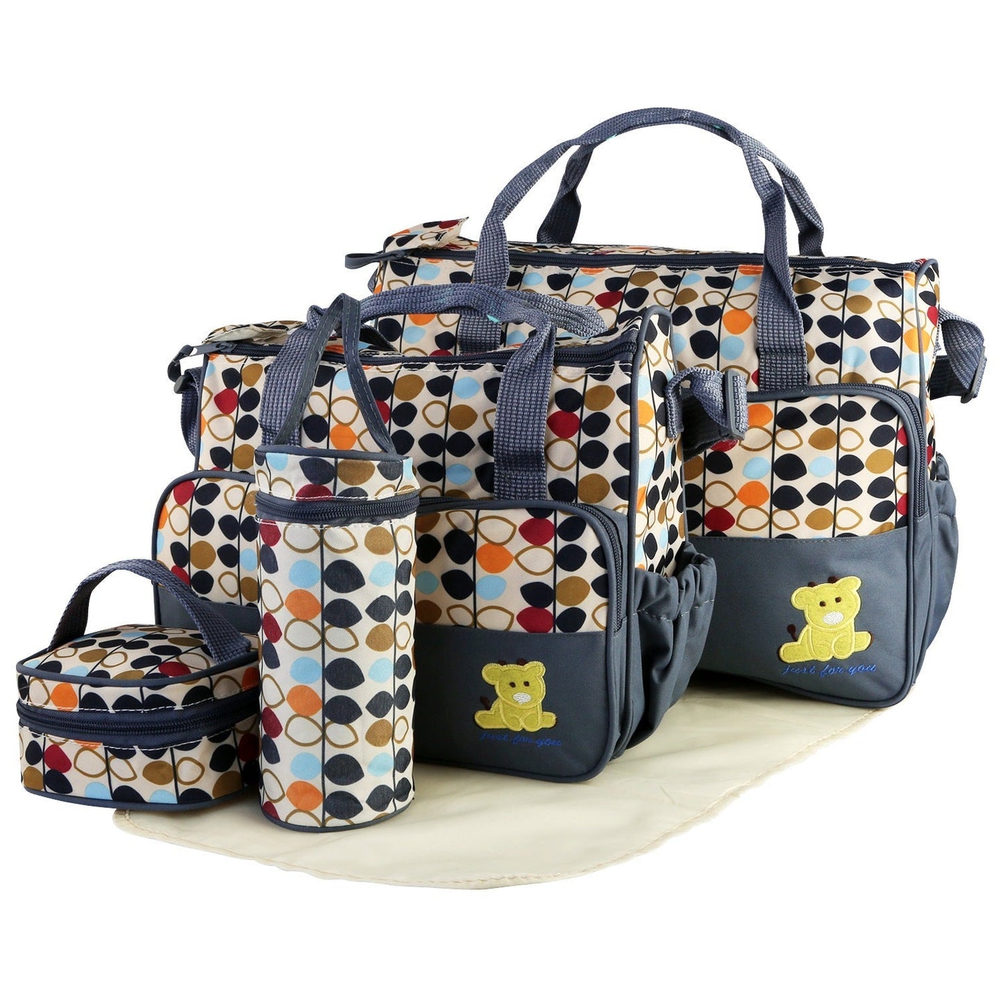 Ensemble de sac à couches pour bébé de 5 pièces avec tapis à langer et poches isolées
