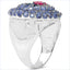 3.31 Carat London Blue Topaz, Ruby & Tanzanite Sterling Silver Ring