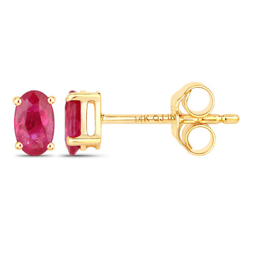 Boucles d'oreilles en or jaune 14K avec rubis véritable de 0,54 carat