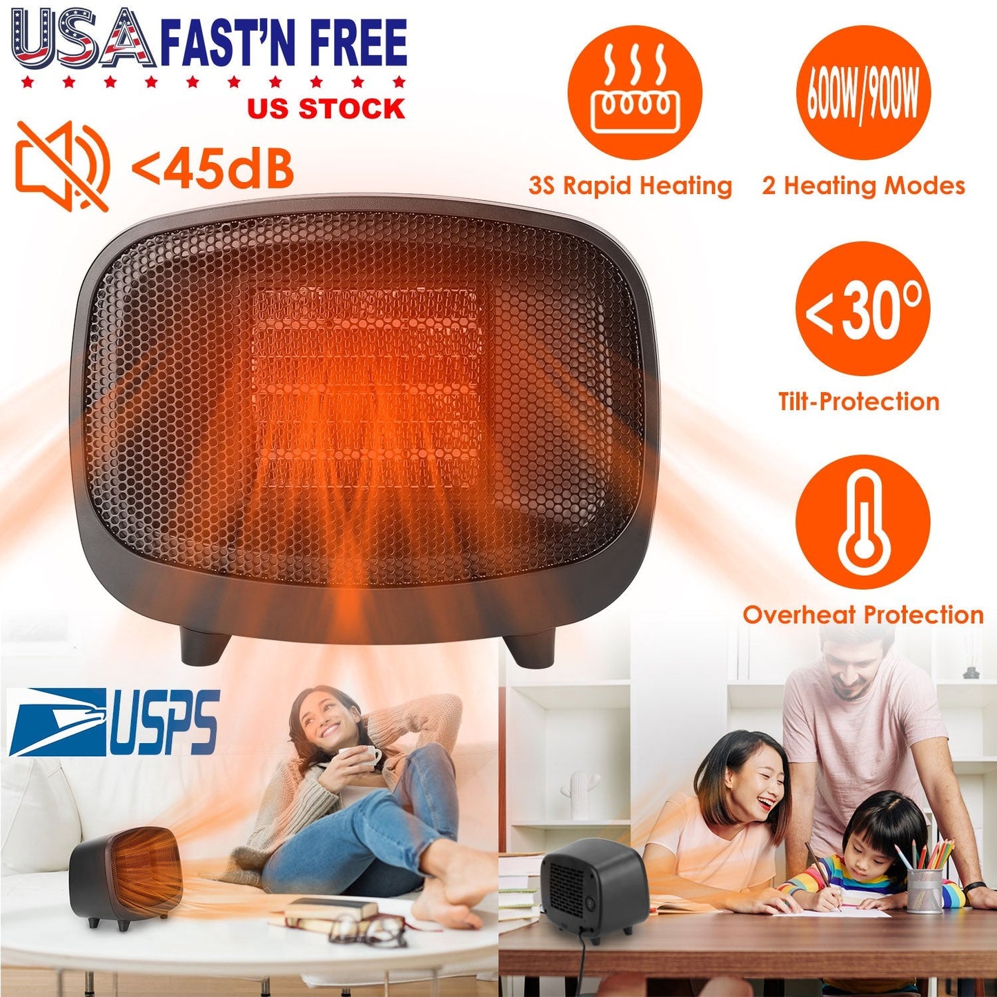 Compact Electric Space Heater with Safety Features for Indoor Use