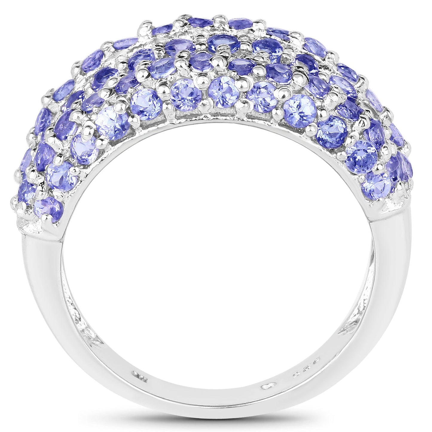 2.47 Carat Genuine Tanzanite Cluster Ring in Sterling Silver