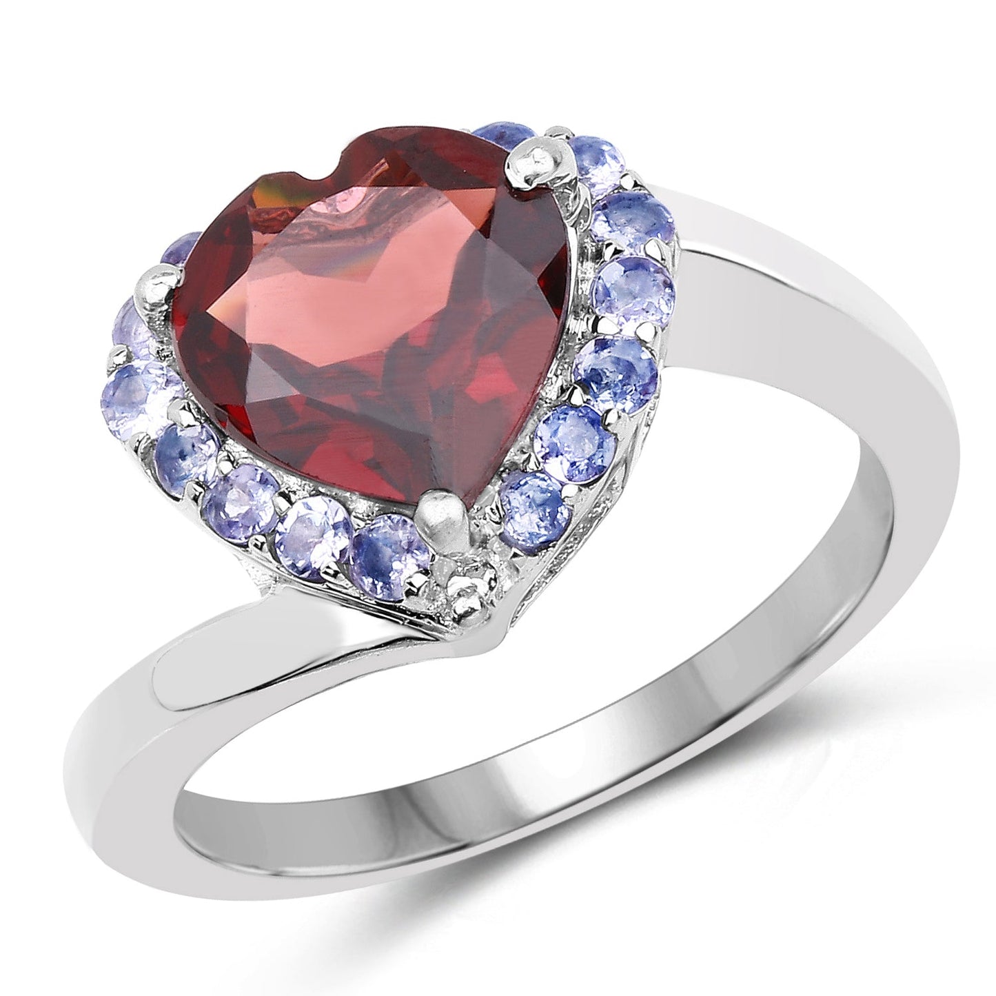 Anillo de Plata de Ley con Granate y Tanzanita de 3.26 Quilates