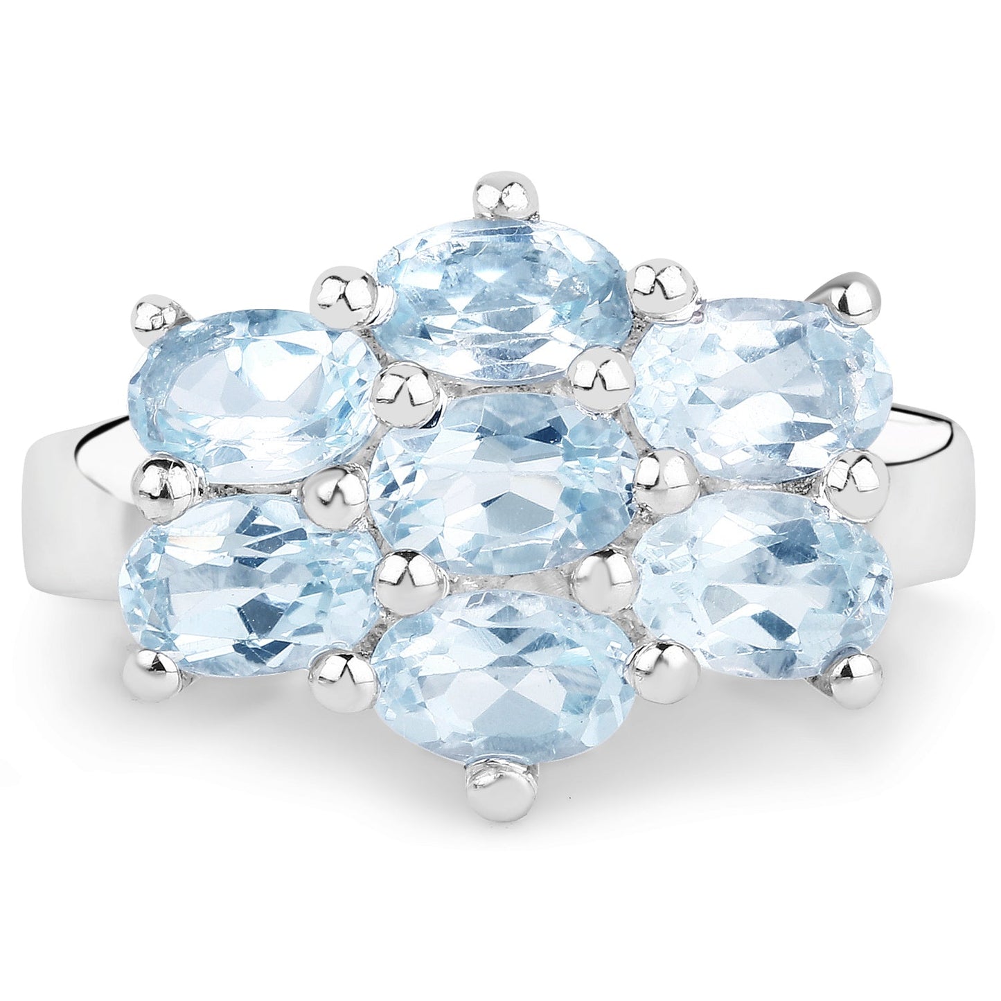 3.57 Carat Genuine Blue Topaz .925 Sterling Silver Engagement Ring
