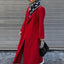 Extra-Long Dark Red Wool Coat for Women