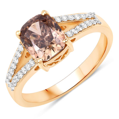 IGI Certified 2.02 Carat Brown Diamond Engagement Ring in 18K Yellow Gold