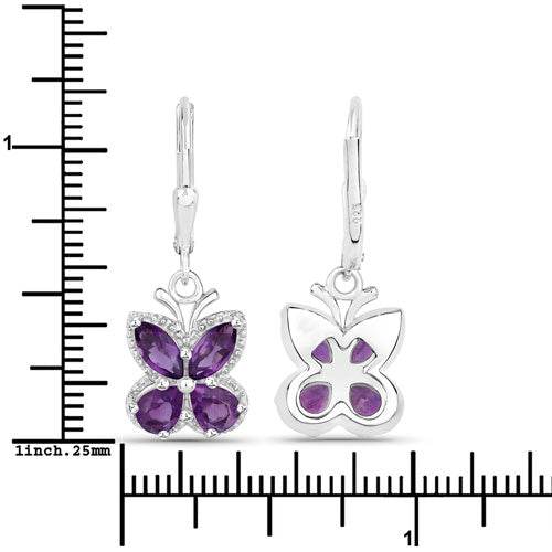 Pendientes de Amatista Genuina de 2.12 Quilates en Plata Esterlina .925