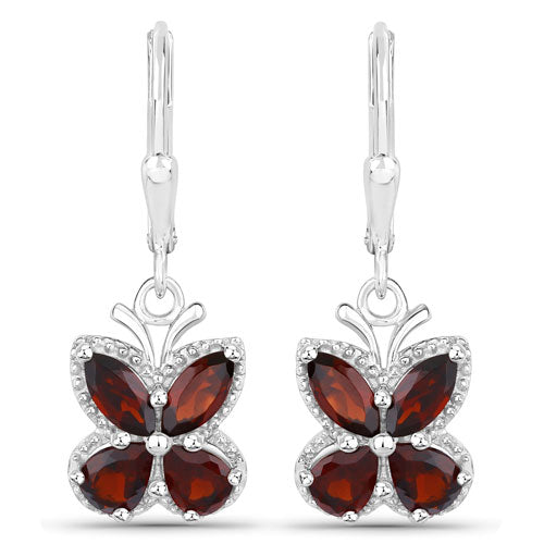 Boucles d'oreilles en argent sterling .925 avec grenat véritable de 2,60 carats