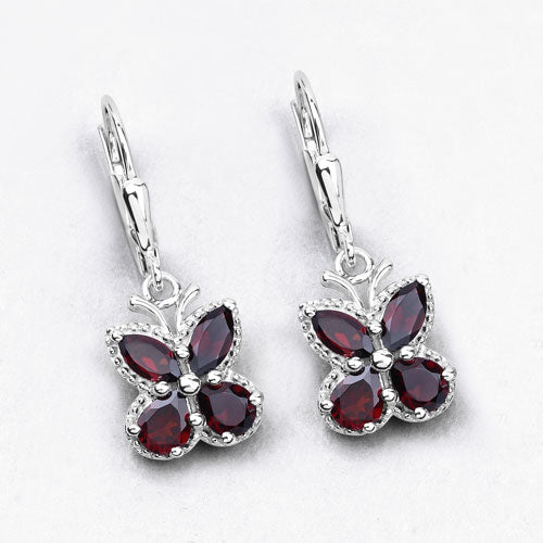 Boucles d'oreilles en argent sterling .925 avec grenat véritable de 2,60 carats
