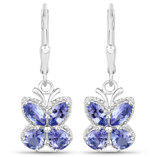 2.08 Carat Genuine Tanzanite Sterling Silver Earrings