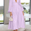 Elegant Lightweight Deep V-Neck Balloon Sleeve Maxi Dress