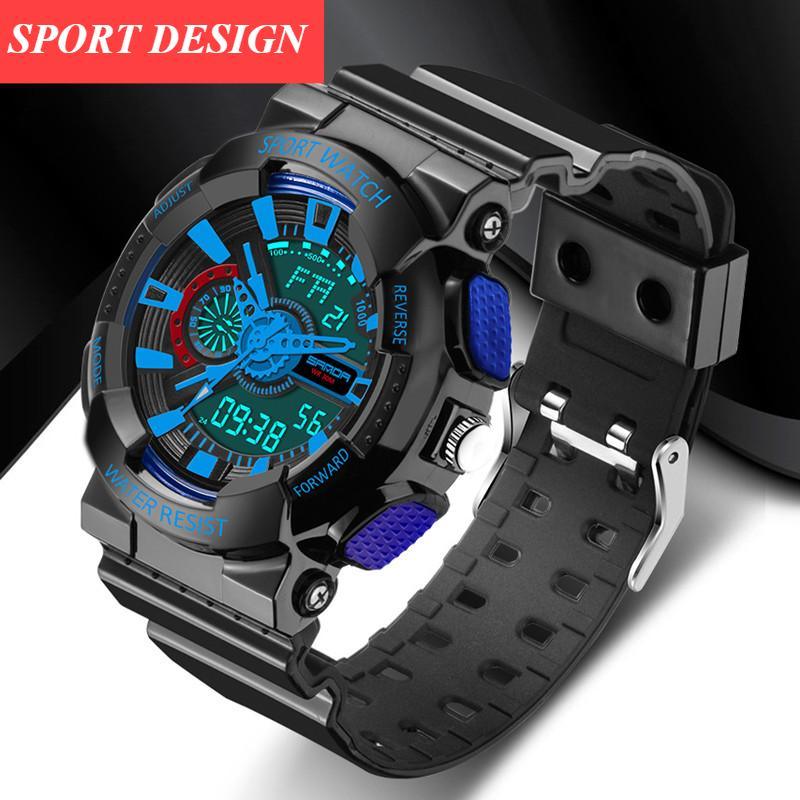 Montre de sport militaire unisexe LED numérique analogique